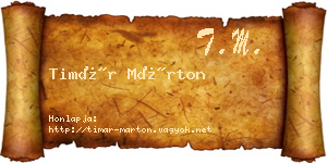 Timár Márton névjegykártya
